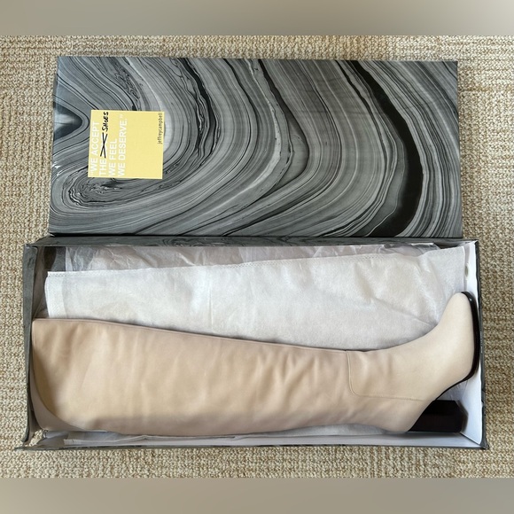 NIB Free People Jeffrey Campbell Ollie Over-the-Knee Boots in Light Grey Leather - Picture 15 of 16